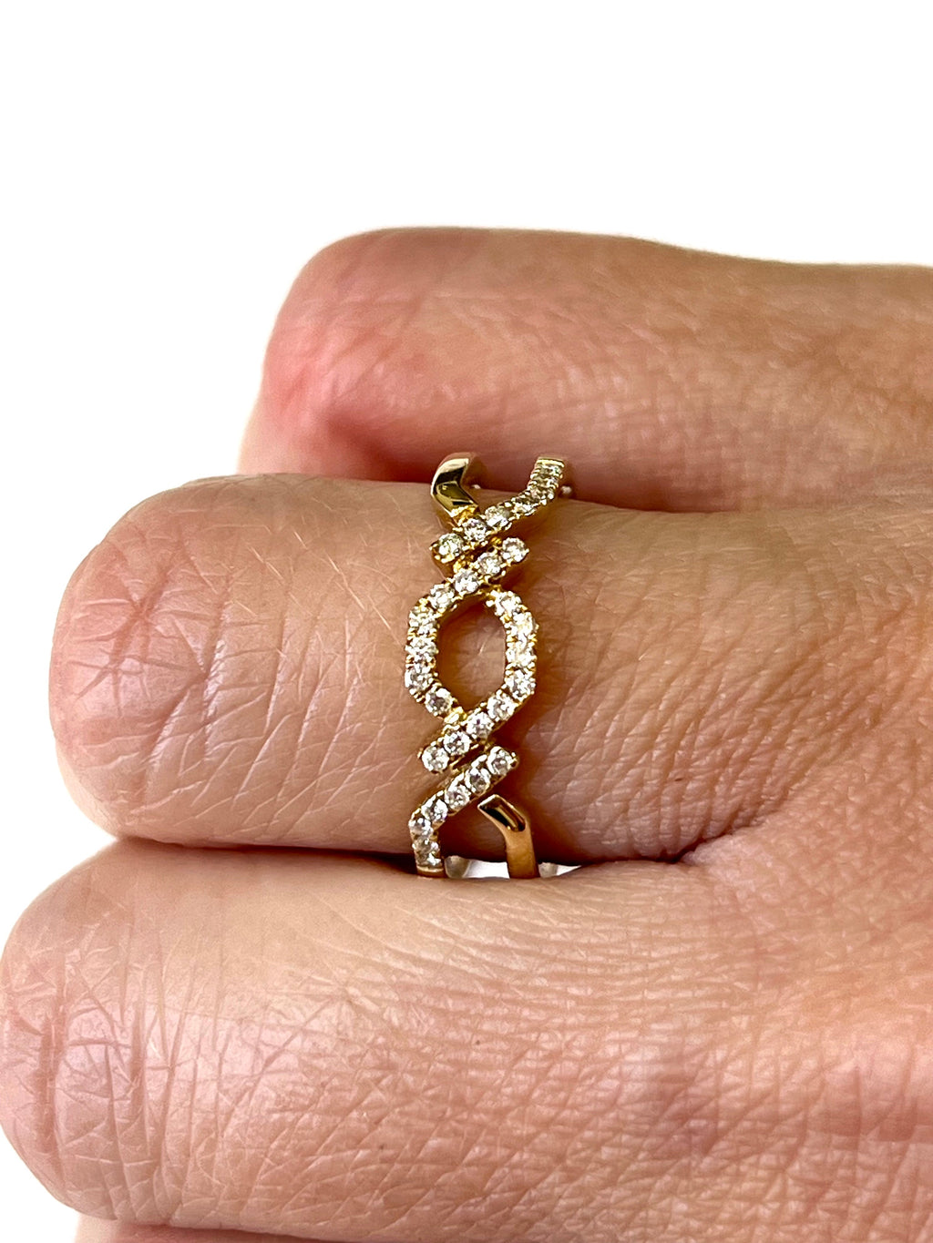 14K YELLOW GOLD TRIPLE CHAIN LINK DIAMOND RING