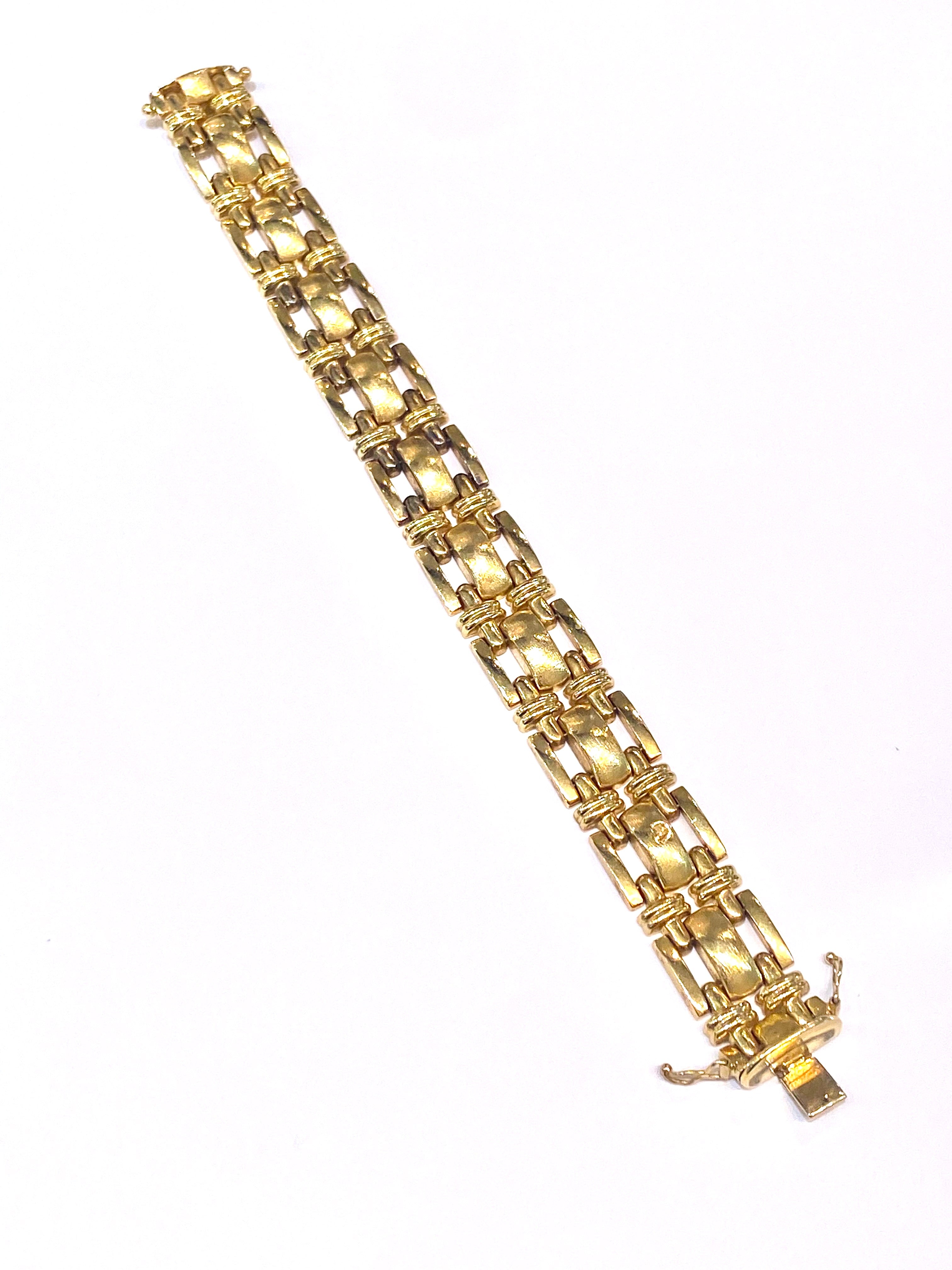 14K YELLOW GOLD BAR LINK BRACELET