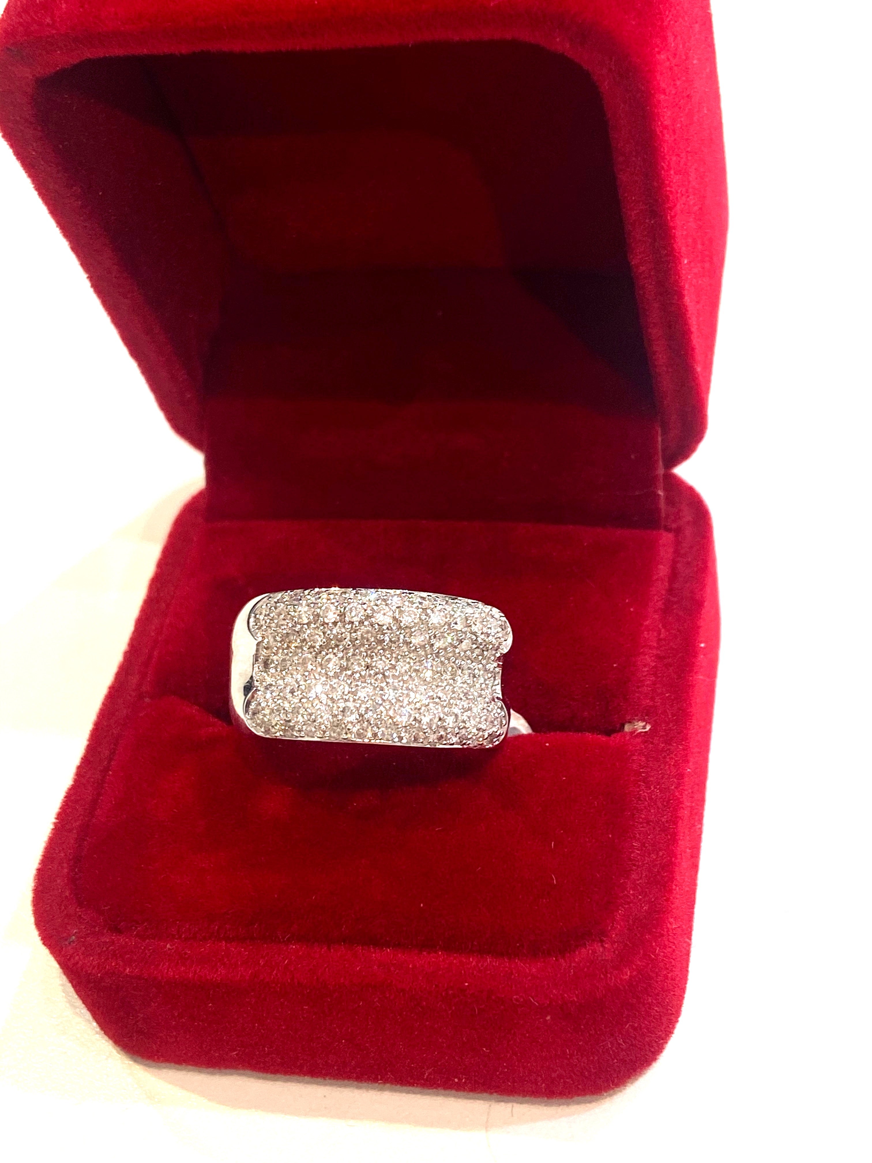 14K WHITE GOLD DIAMOND PAVE DOMED RING