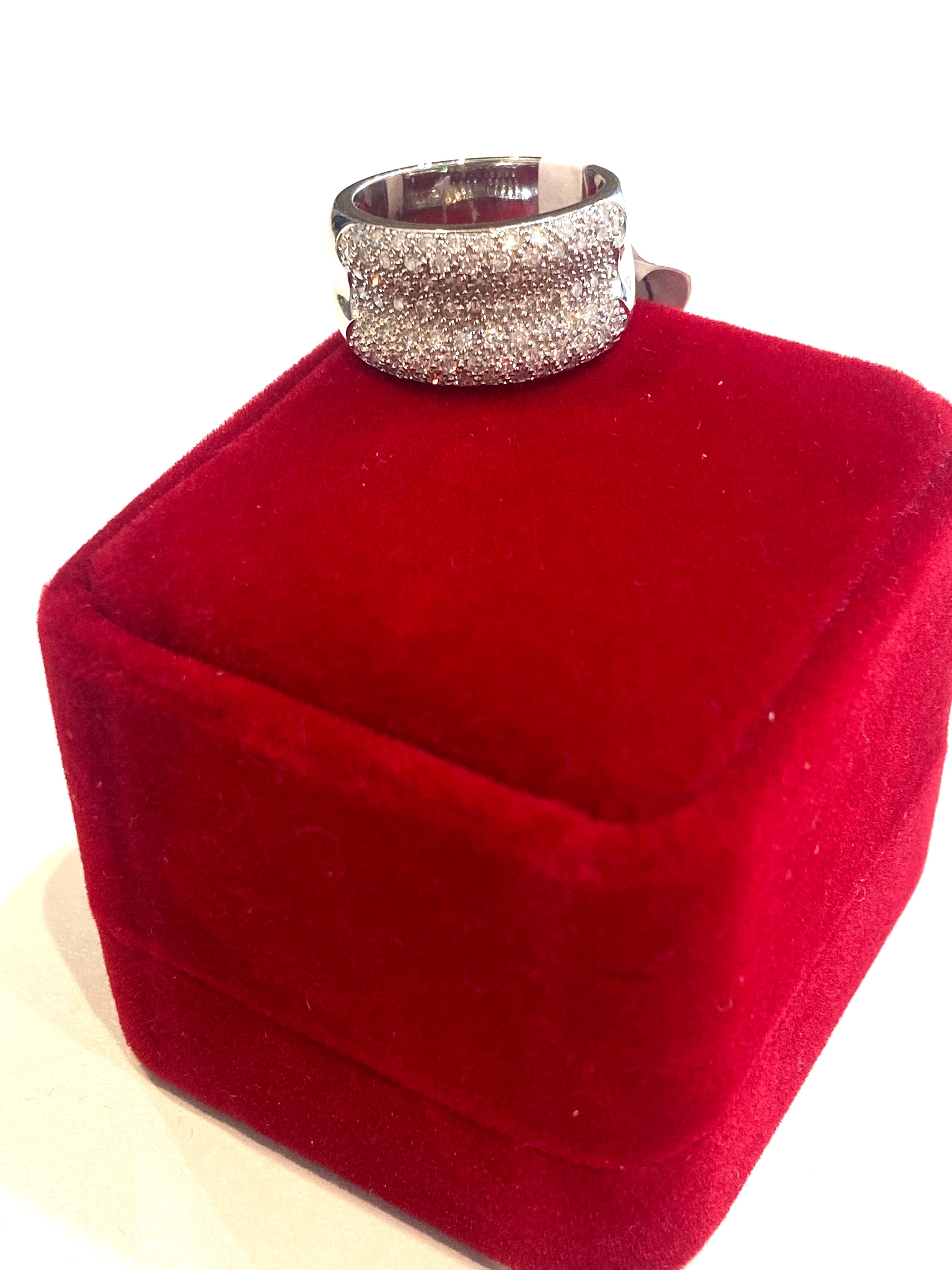 14K WHITE GOLD DIAMOND PAVE DOMED RING