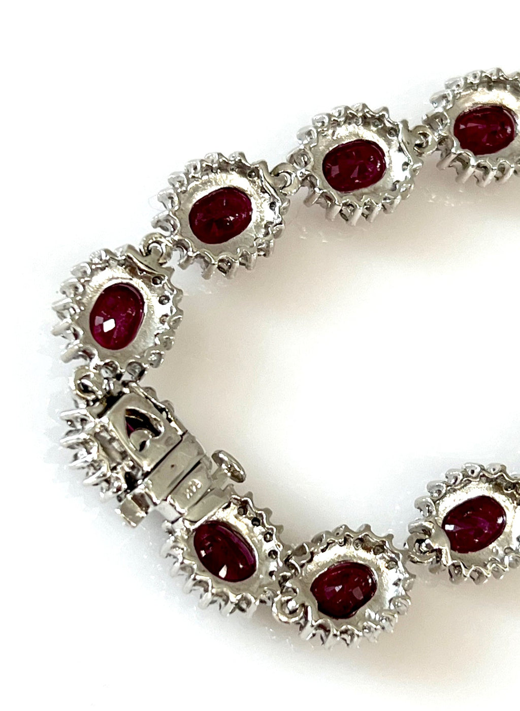 DIAMOND AND OVAL RUBY 14K WHITE GOLD BRACELET