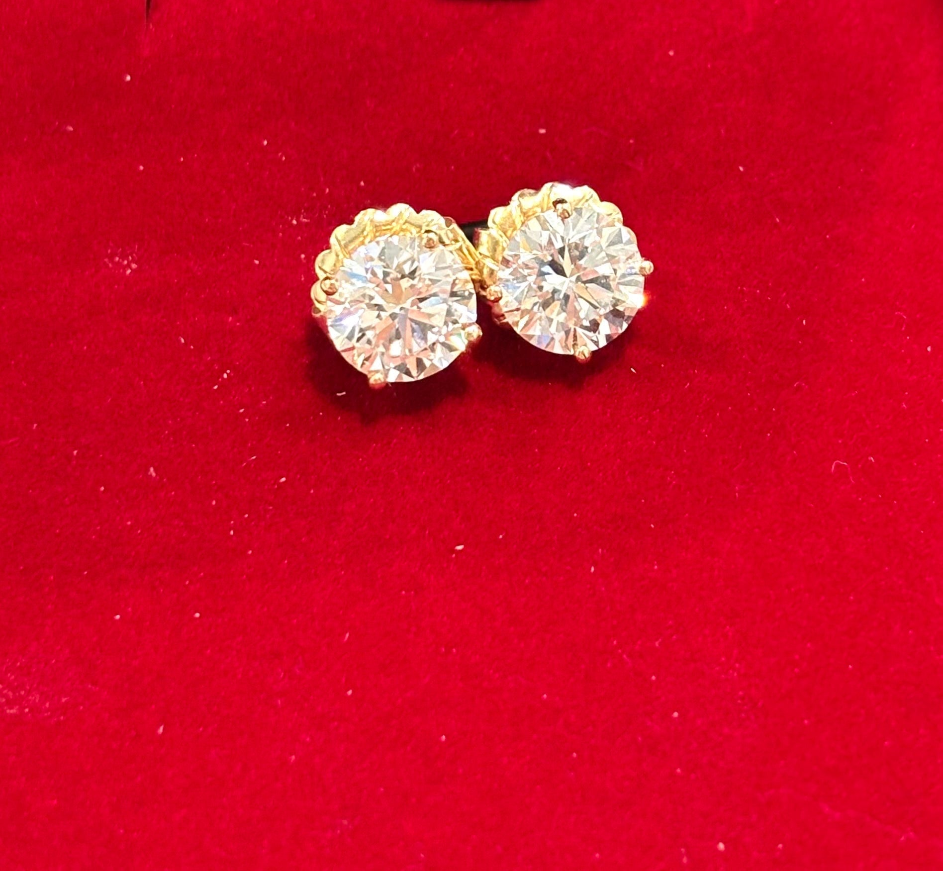 14K 4 CT LAB DIAMOND STUD EARRINGS