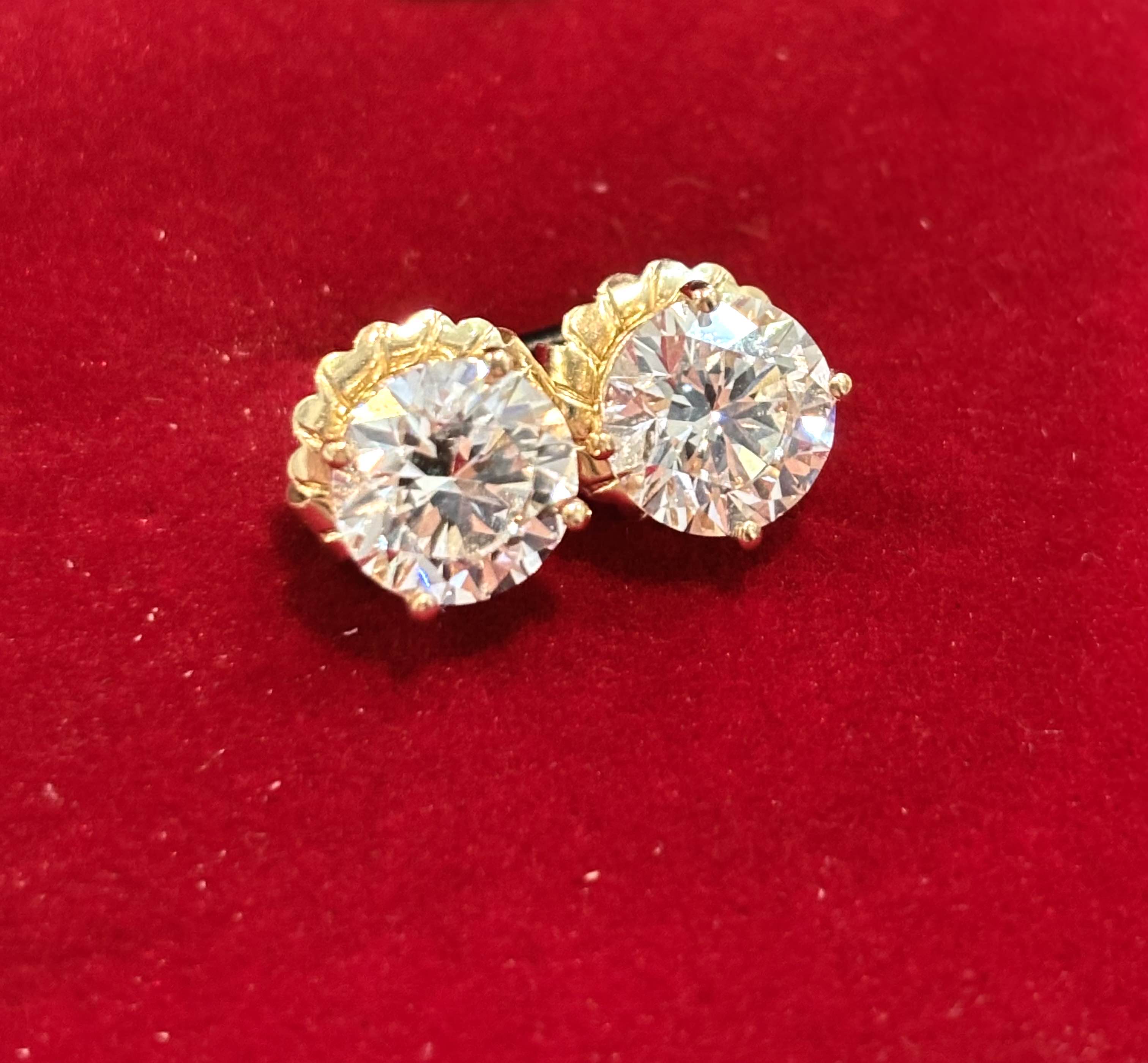 14K 4 CT LAB DIAMOND STUD EARRINGS