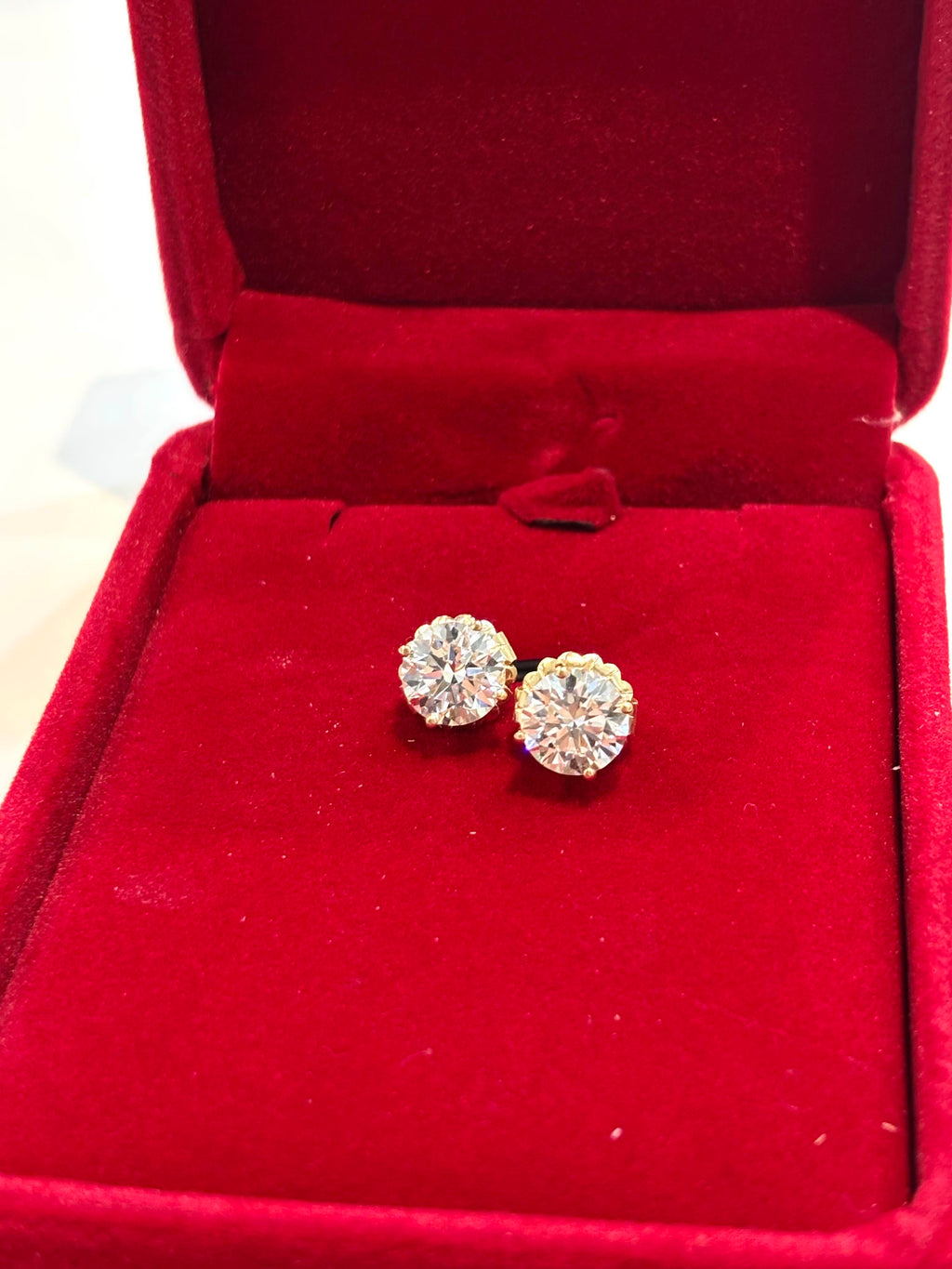14K 4 CT LAB DIAMOND STUD EARRINGS