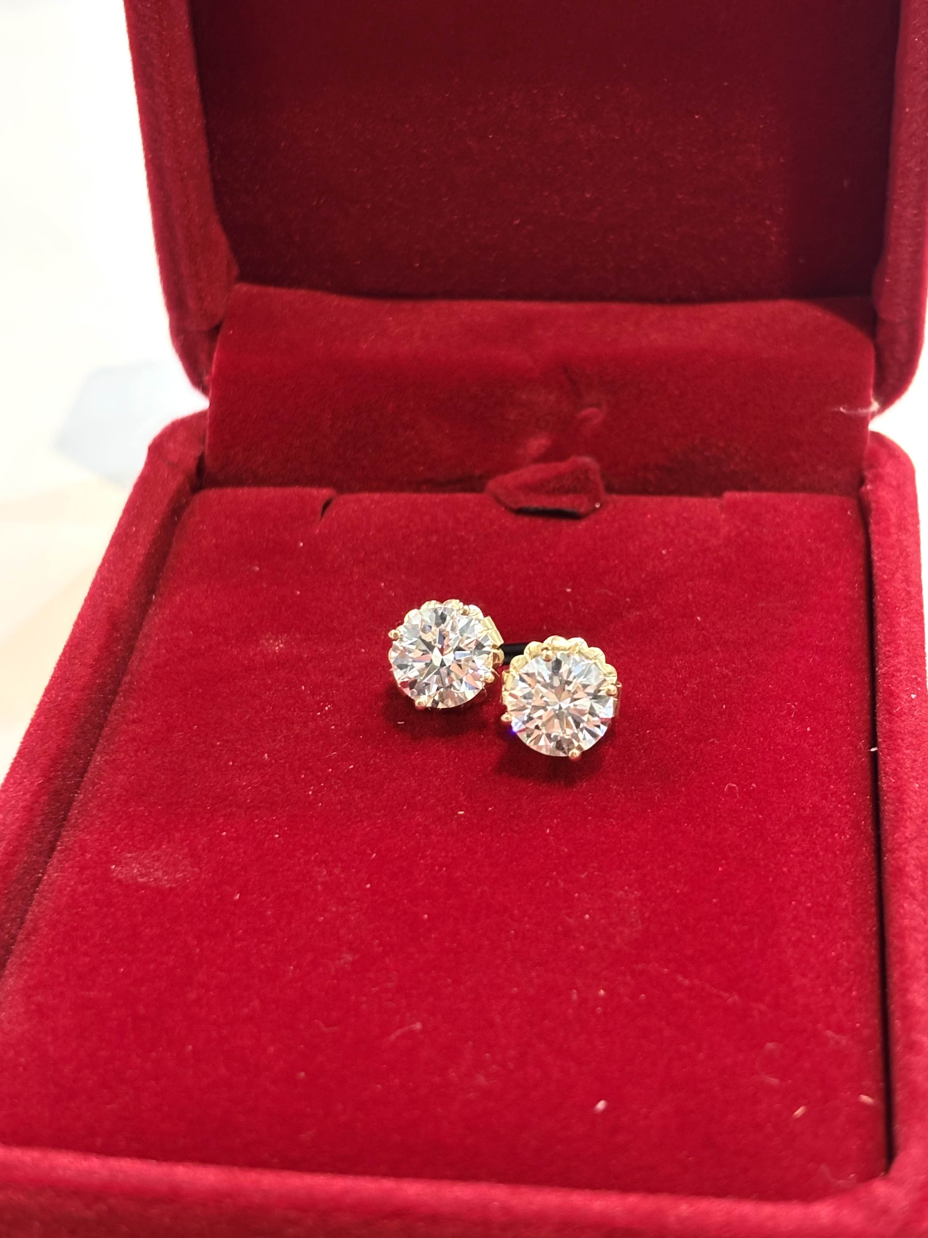 14K 4 CT LAB DIAMOND STUD EARRINGS