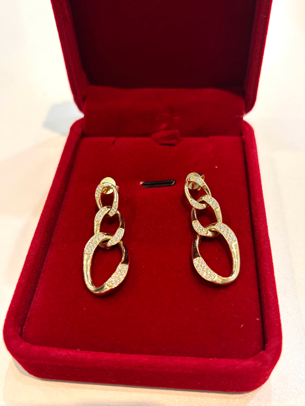 14K GOLD CHAIN LINK DIAMOND LINK EARRINGS
