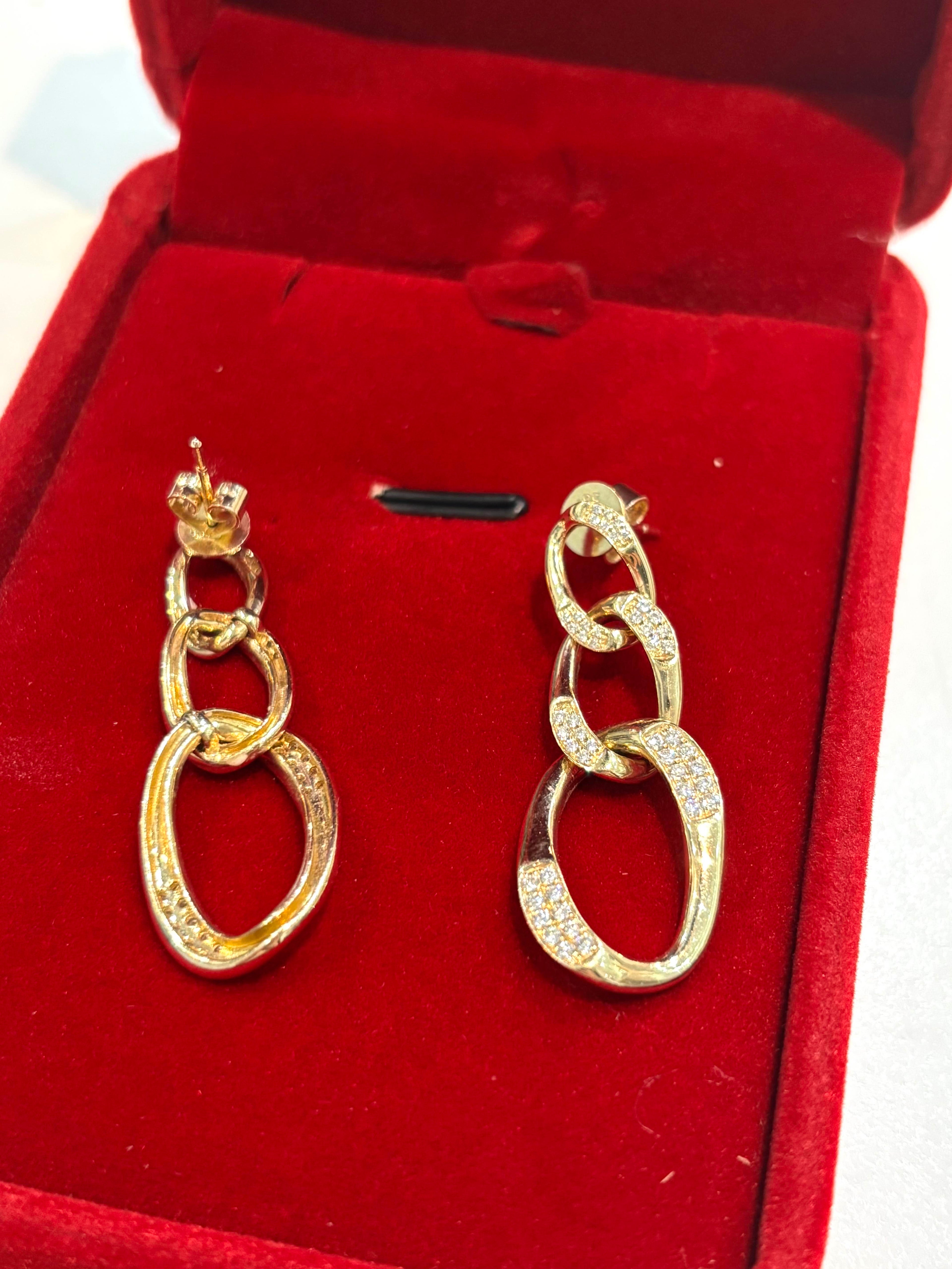 14K GOLD CHAIN LINK DIAMOND LINK EARRINGS