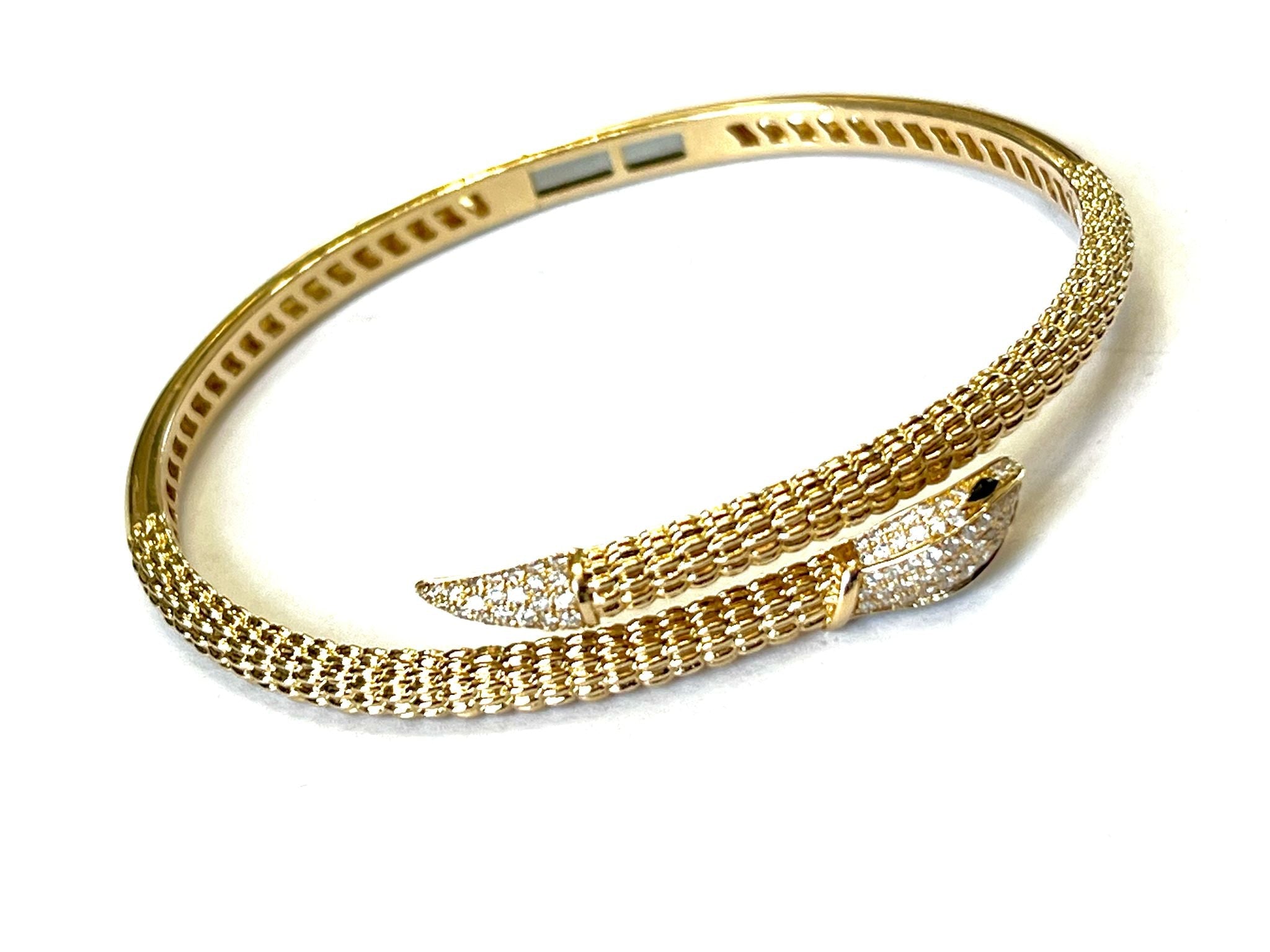 14K GOLD DIAMOND AND RUBY SNAKE BRACELET