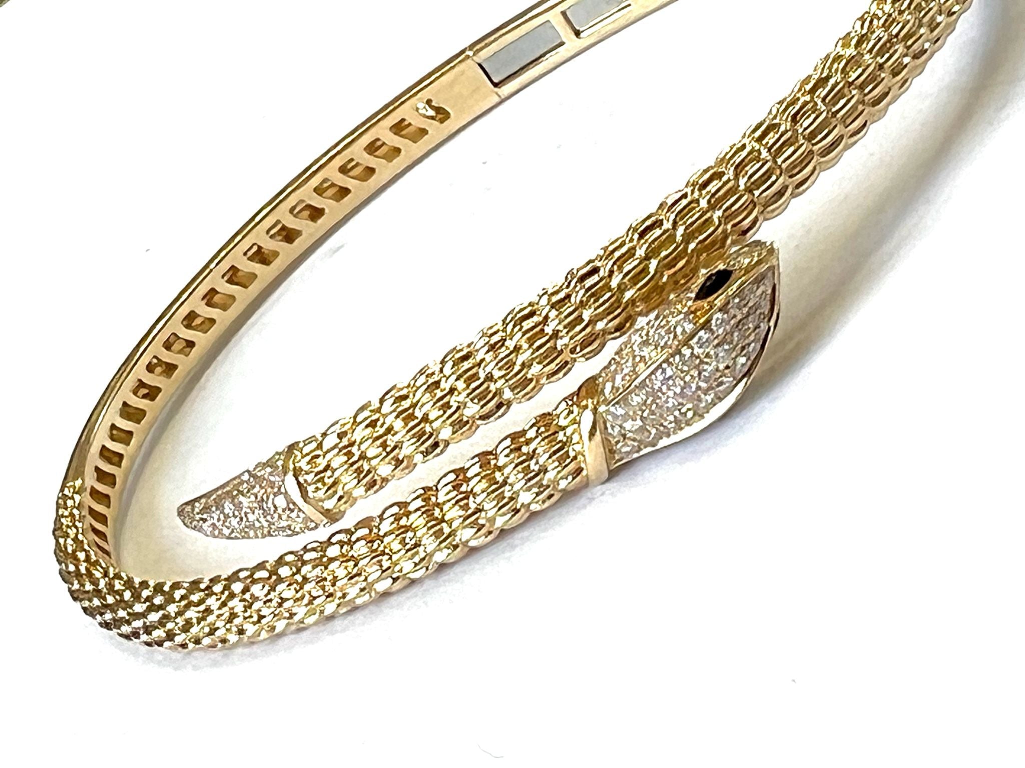 14K GOLD DIAMOND AND RUBY SNAKE BRACELET