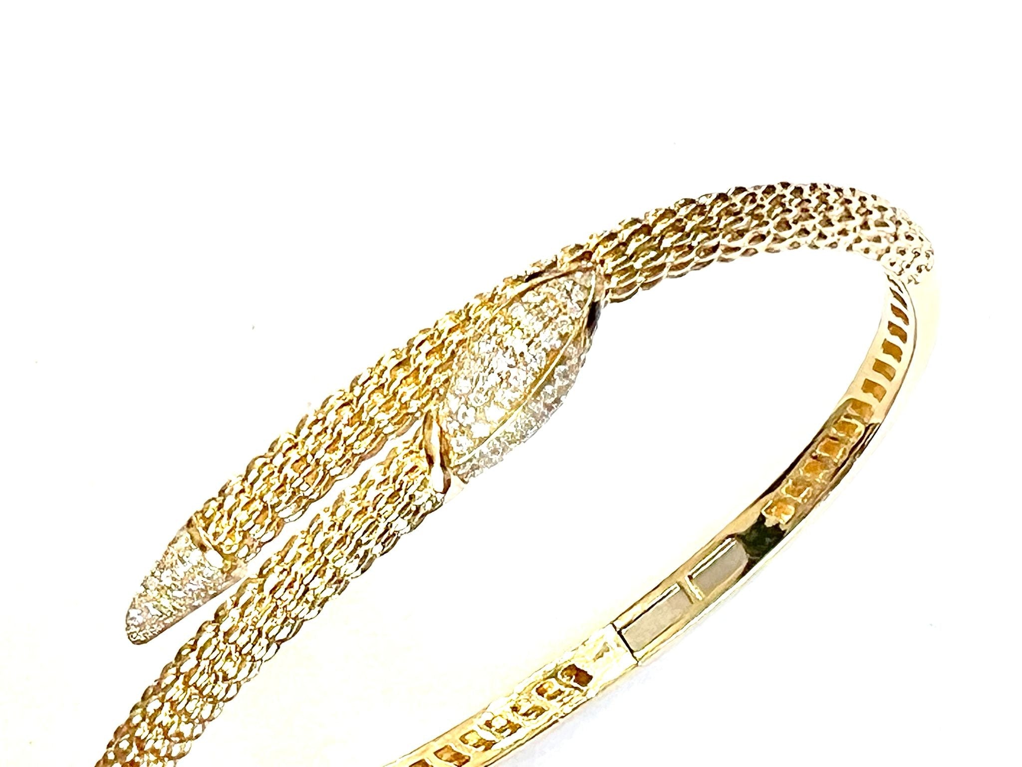 14K GOLD DIAMOND AND RUBY SNAKE BRACELET