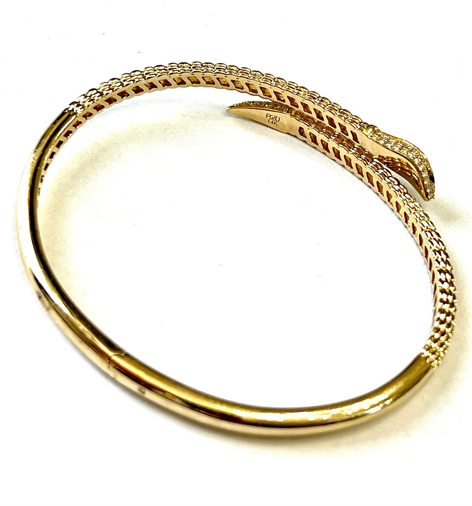 14K GOLD DIAMOND AND RUBY SNAKE BRACELET