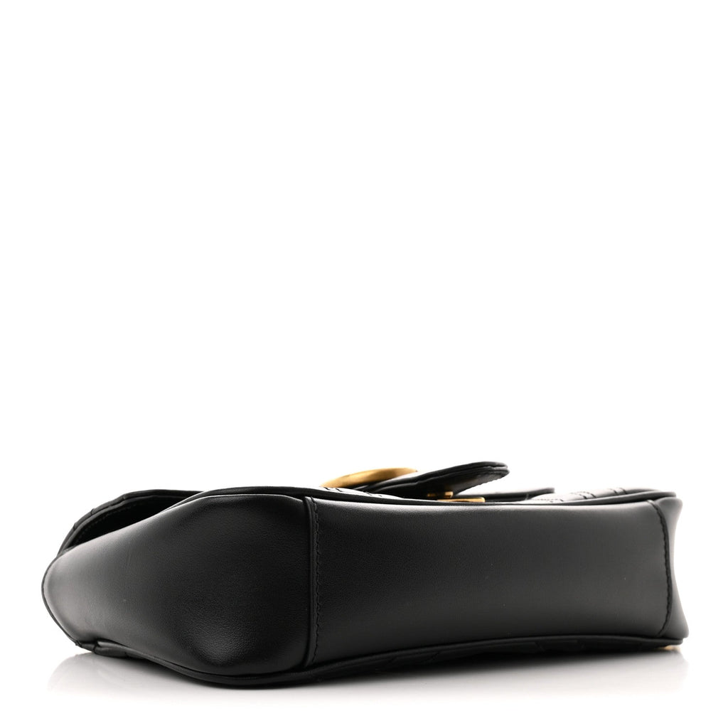 Calfskin Matelasse Mini GG Marmont Shoulder Bag Black