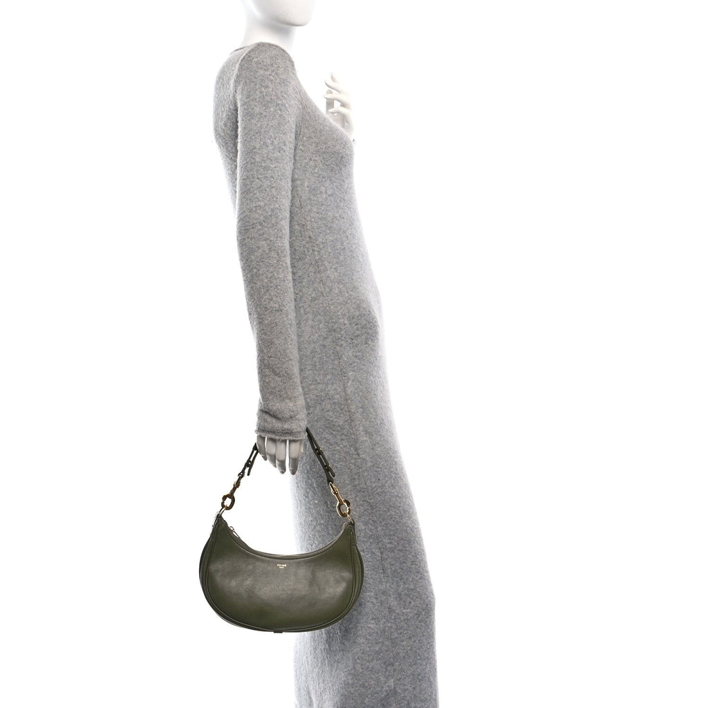 Smooth Calfskin Medium Strap Ava Shoulder Bag Dark Olive