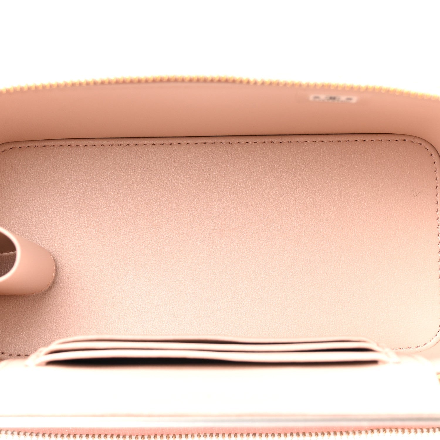 Lambskin Quilted Small Top Handle Vanity Case With Chain Light Pink
