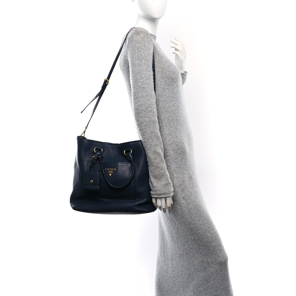 Vitello Daino Pocket Shopping Tote Baltico