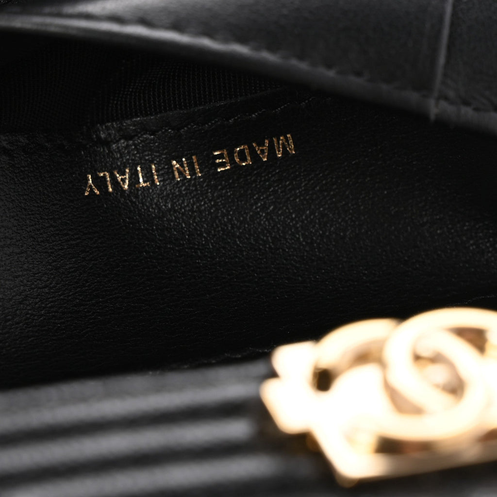 Caviar Quilted Compact Boy Wallet Black