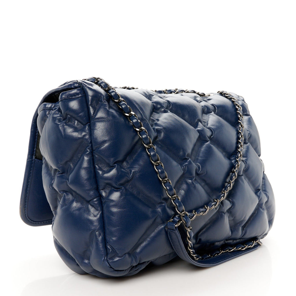 Calfskin Quilted Large Chesterfield Flap Navy