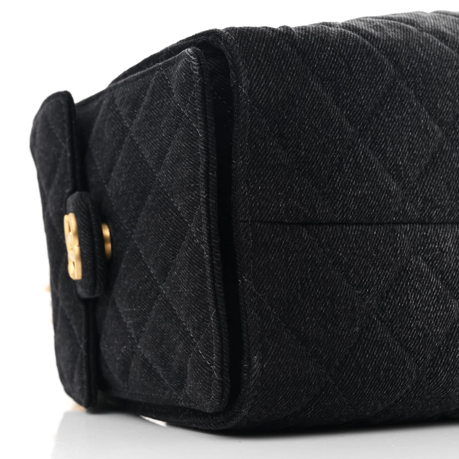 Washed Denim Quilted Small Chanel 25 Handbag Black