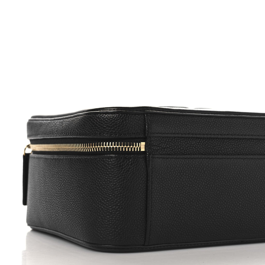 Caviar Quilted Large CC Filigree Vanity Case Black