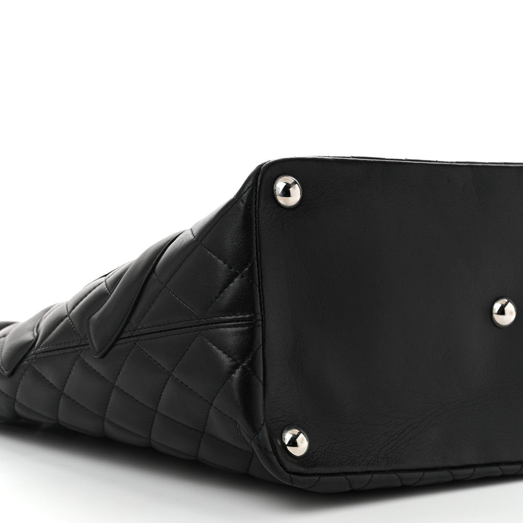 Calfskin Quilted Large Cambon Tote Black