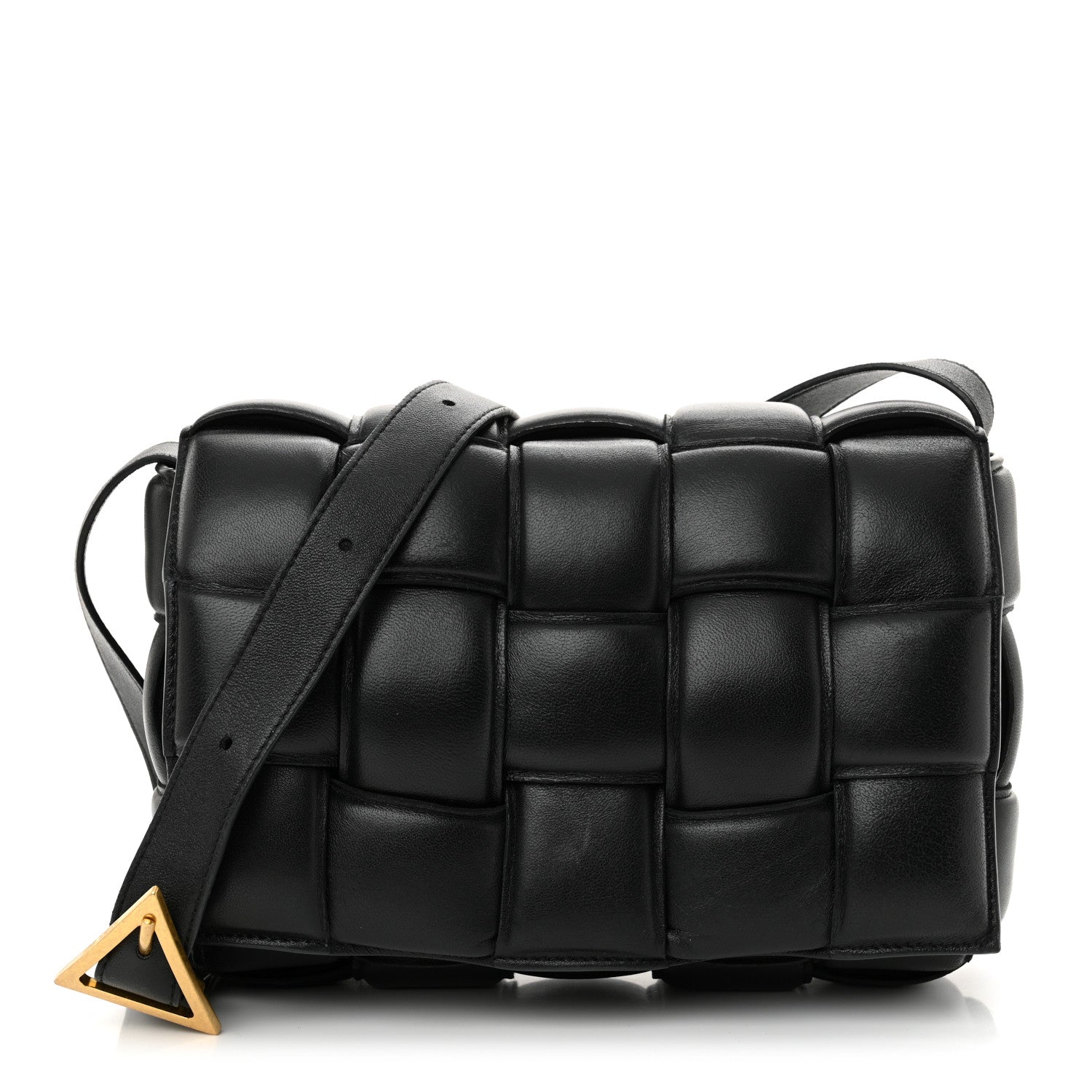 Nappa Maxi Intreccio Padded Cassette Crossbody Bag Black