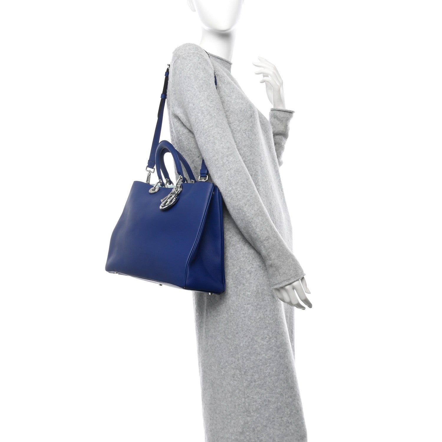Smooth Calfskin Large Diorissimo Bag Navy Blue