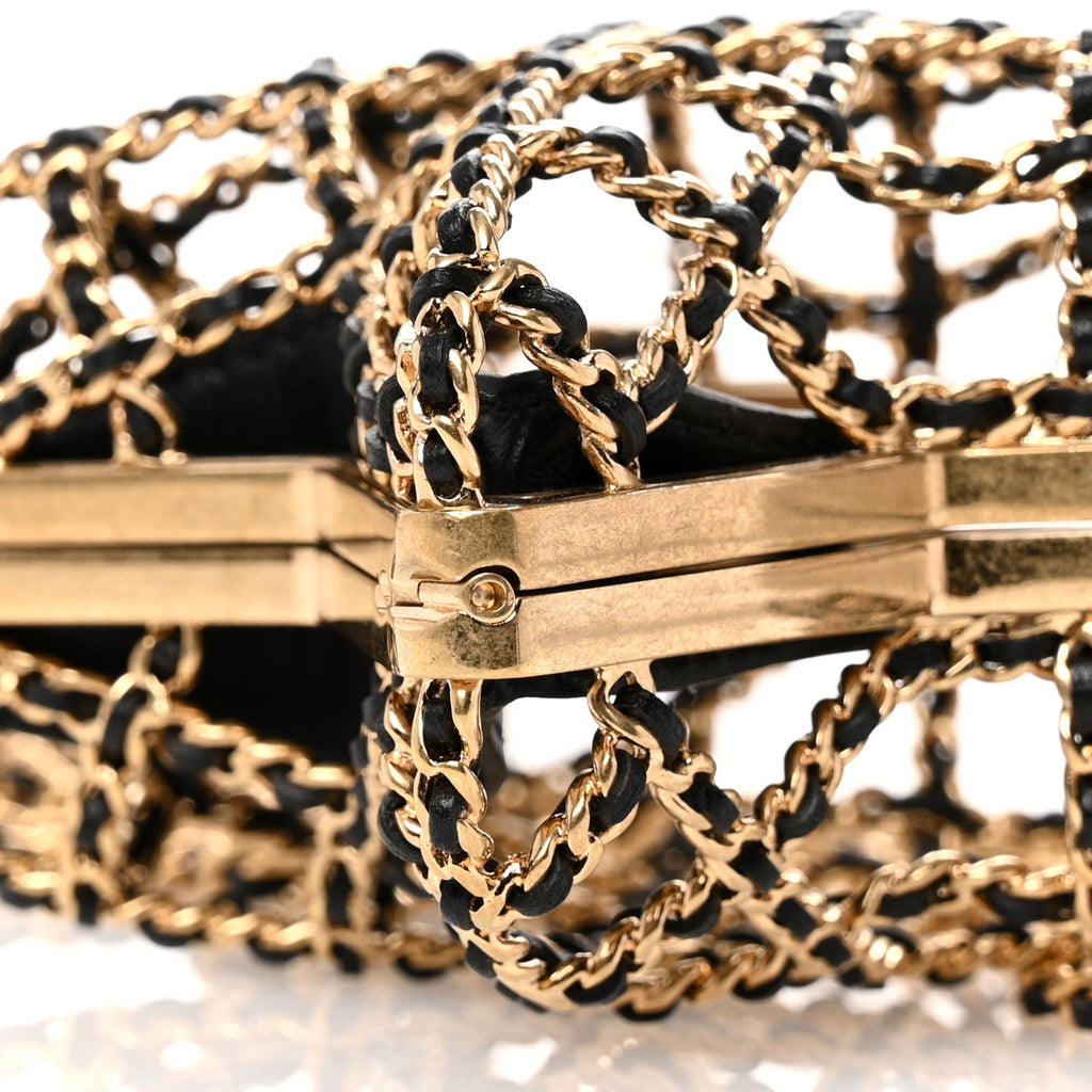 Metal CC Star Minaudiere Crossbody Gold Black