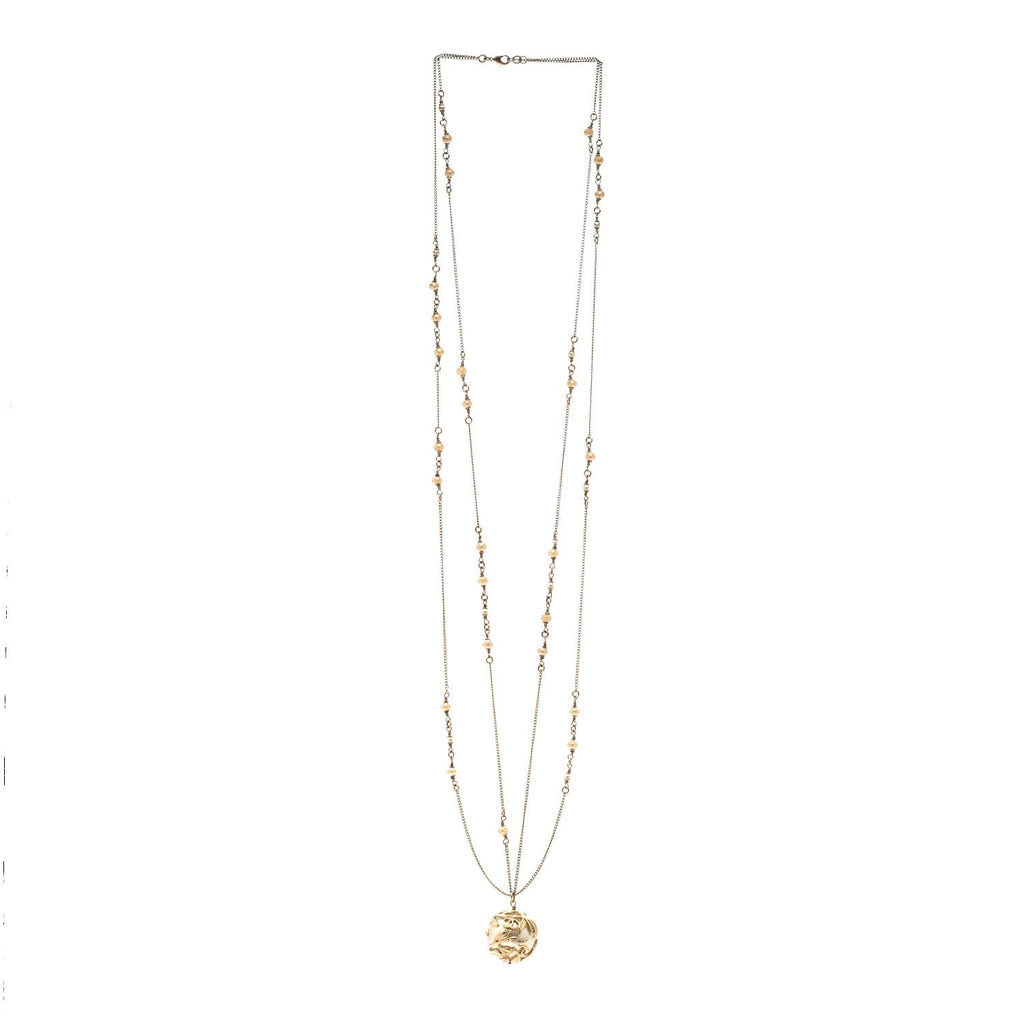 Crystal Pearl Drop Multi Chain Necklace Gold