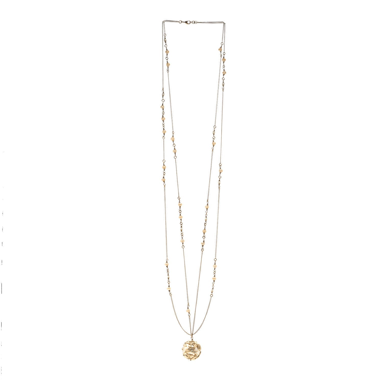Crystal Pearl Drop Multi Chain Necklace Gold
