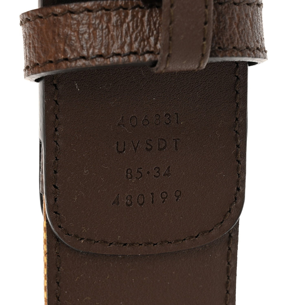 X ADIDAS Canvas Calfskin Double G 40mm Belt 85 34 Brown