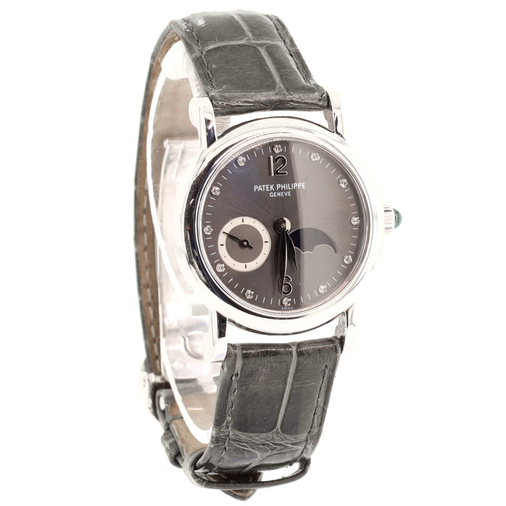 Moonphase Manual Watch White Gold and Alligator with Diamond Markers 29