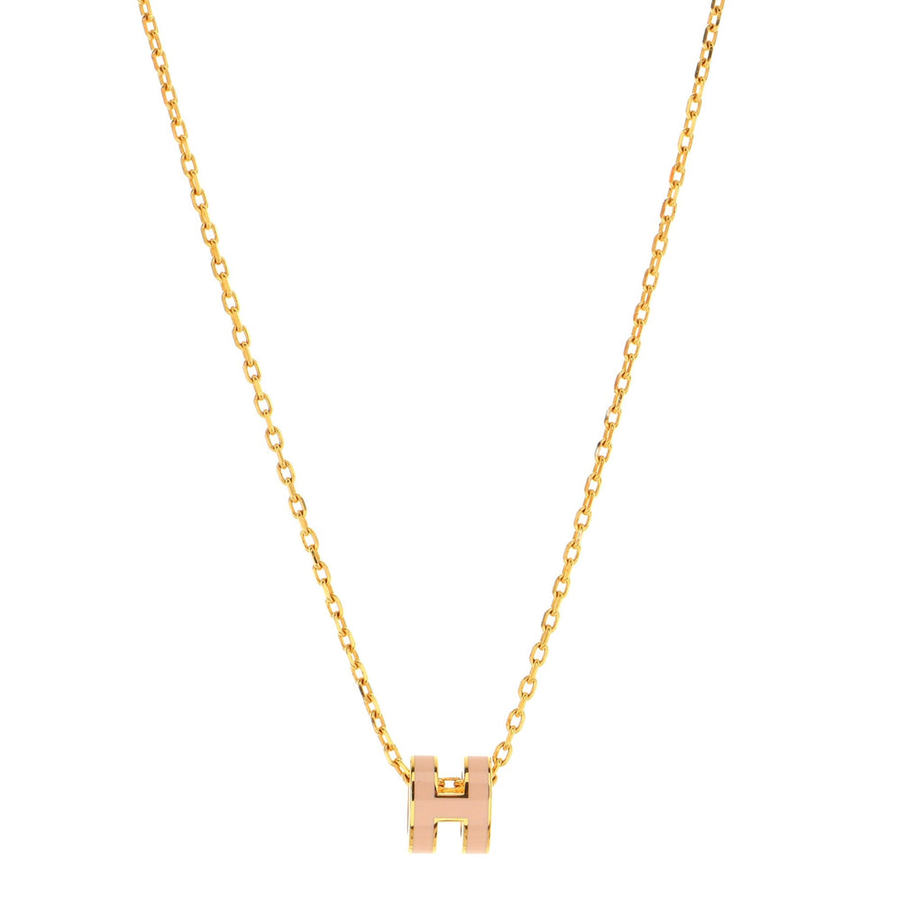 Pop H Pendant Chain Necklace Metal and Enamel Mini