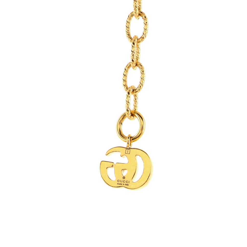 Interlocking G Plate Pendant Chain Necklace Textured Metal