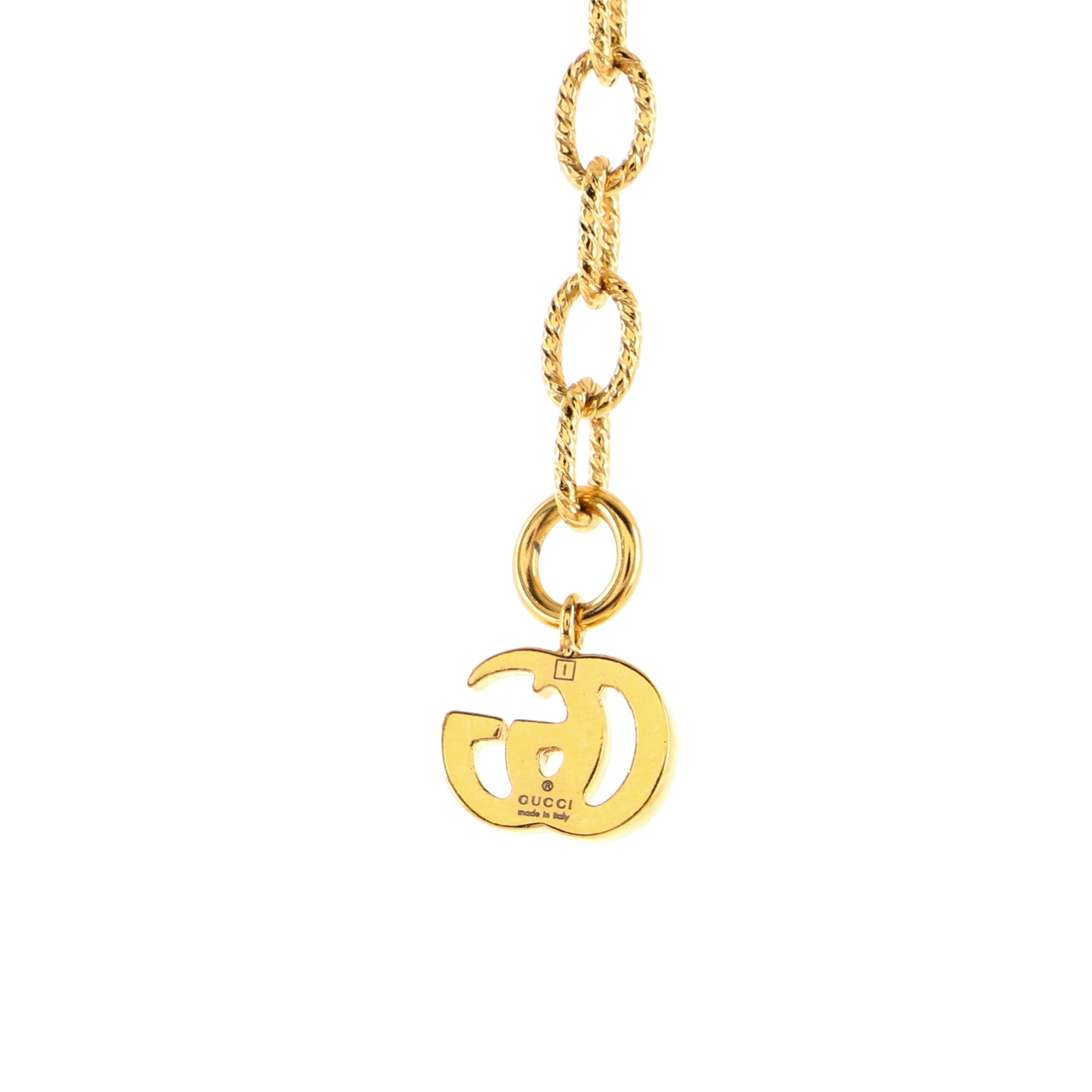 Interlocking G Plate Pendant Chain Necklace Textured Metal