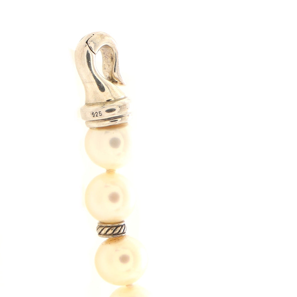 Station Long Necklace Pearls with Sterling Silver