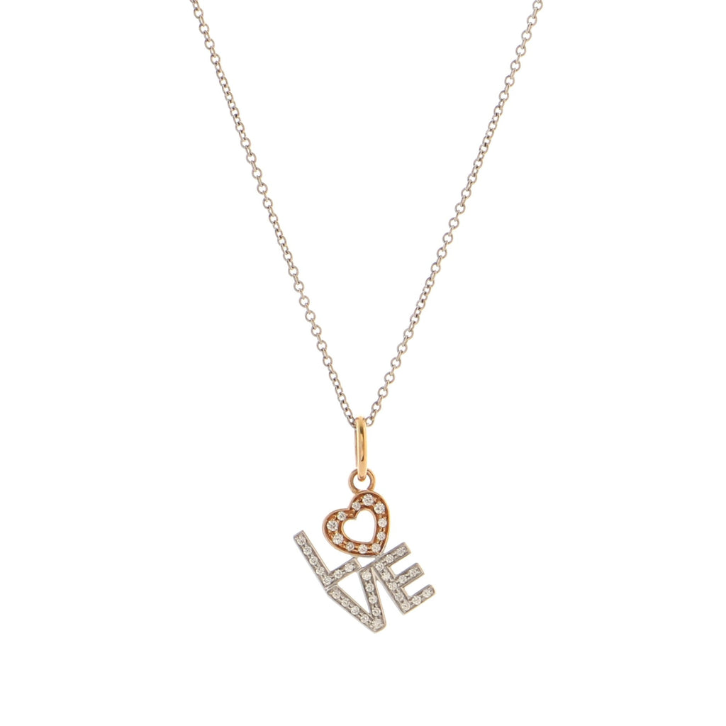 Love Pendant Necklace 18K White Gold and 18K Rose Gold With Diamonds