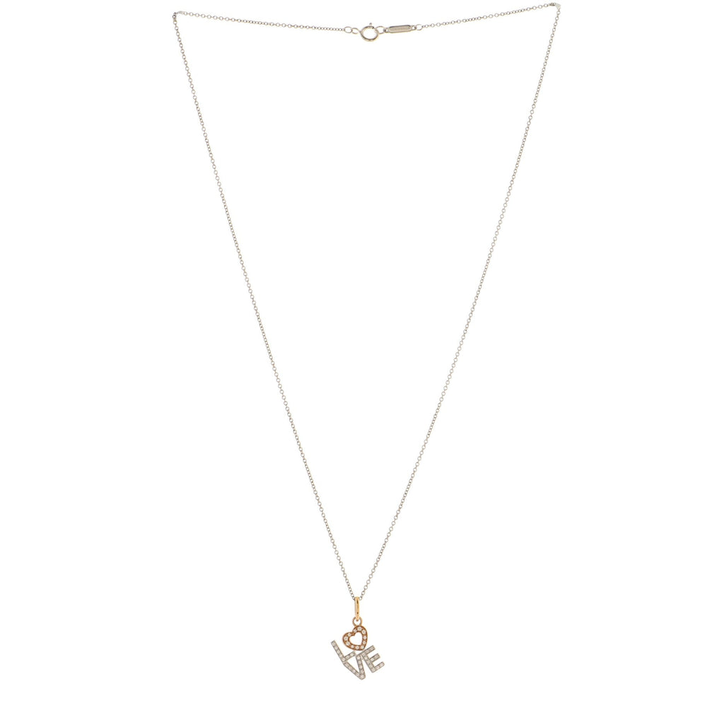 Love Pendant Necklace 18K White Gold and 18K Rose Gold With Diamonds