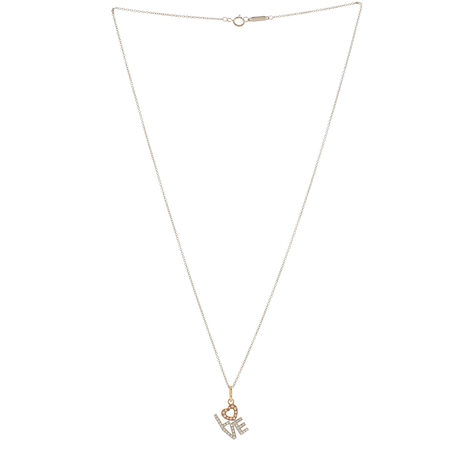 Love Pendant Necklace 18K White Gold and 18K Rose Gold With Diamonds