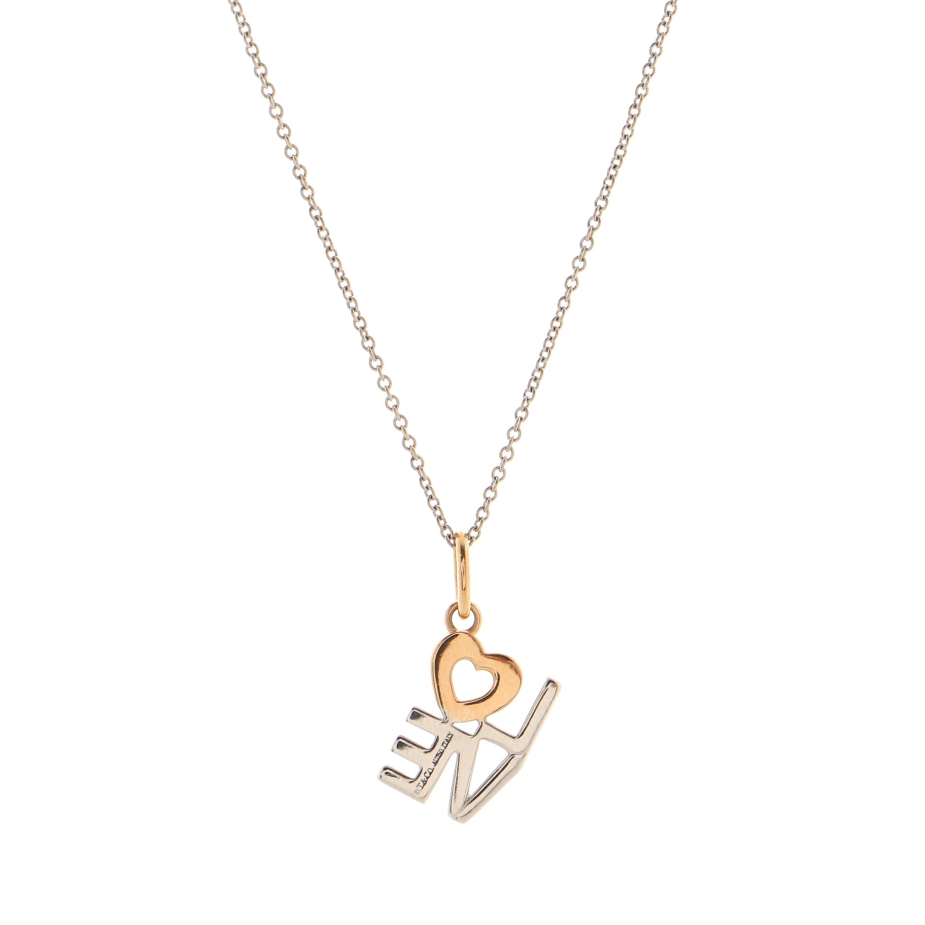 Love Pendant Necklace 18K White Gold and 18K Rose Gold With Diamonds