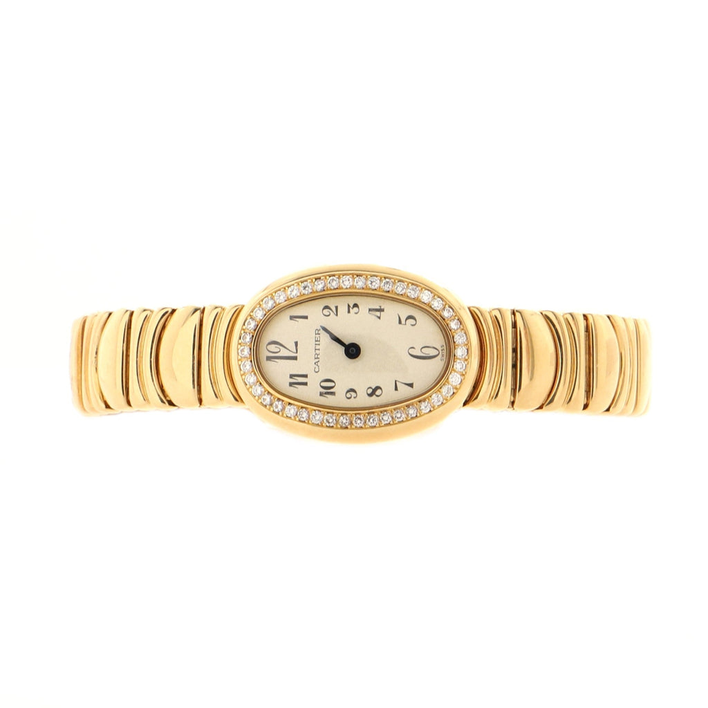 Baignoire Quartz Watch Yellow Gold with Diamond Bezel 18