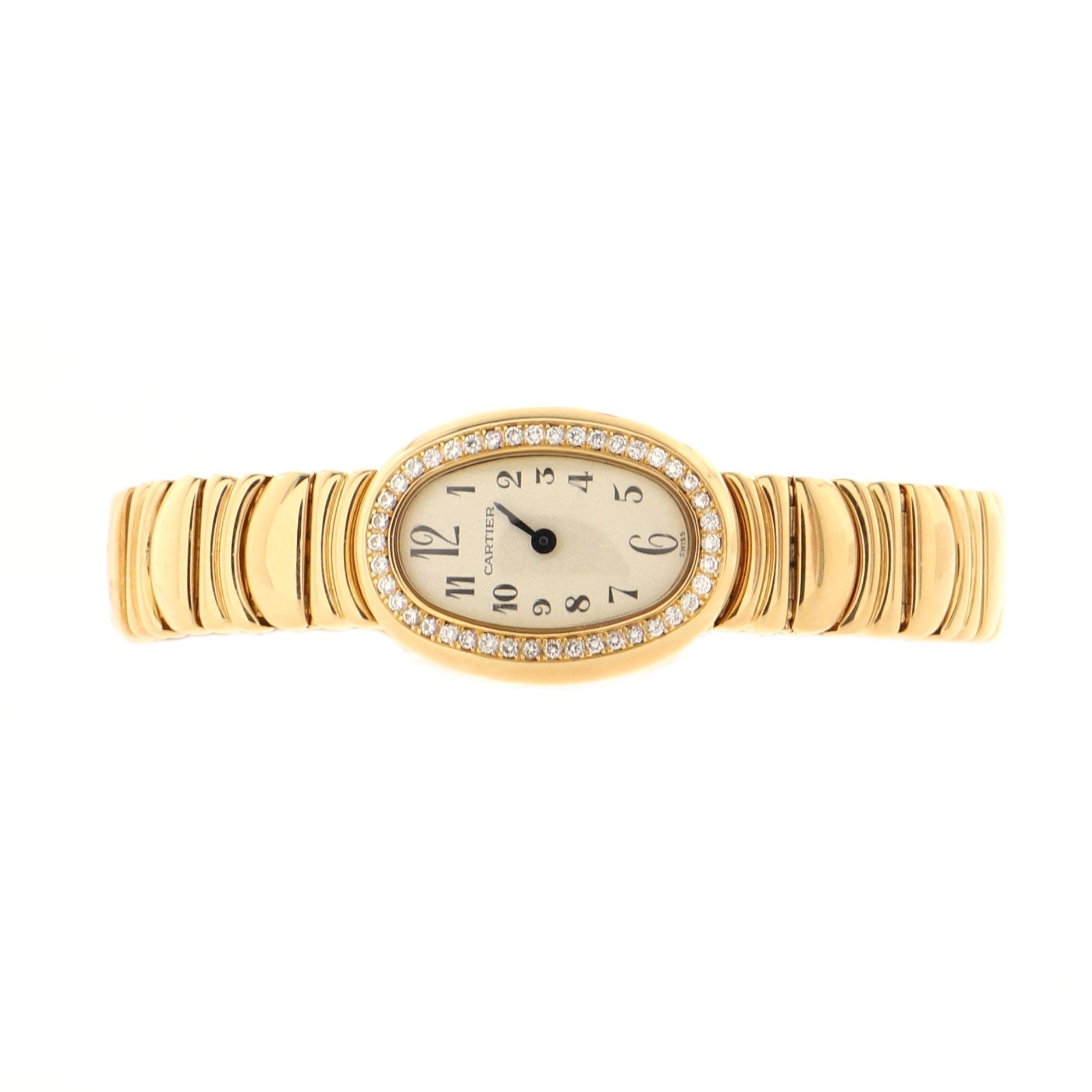 Baignoire Quartz Watch Yellow Gold with Diamond Bezel 18
