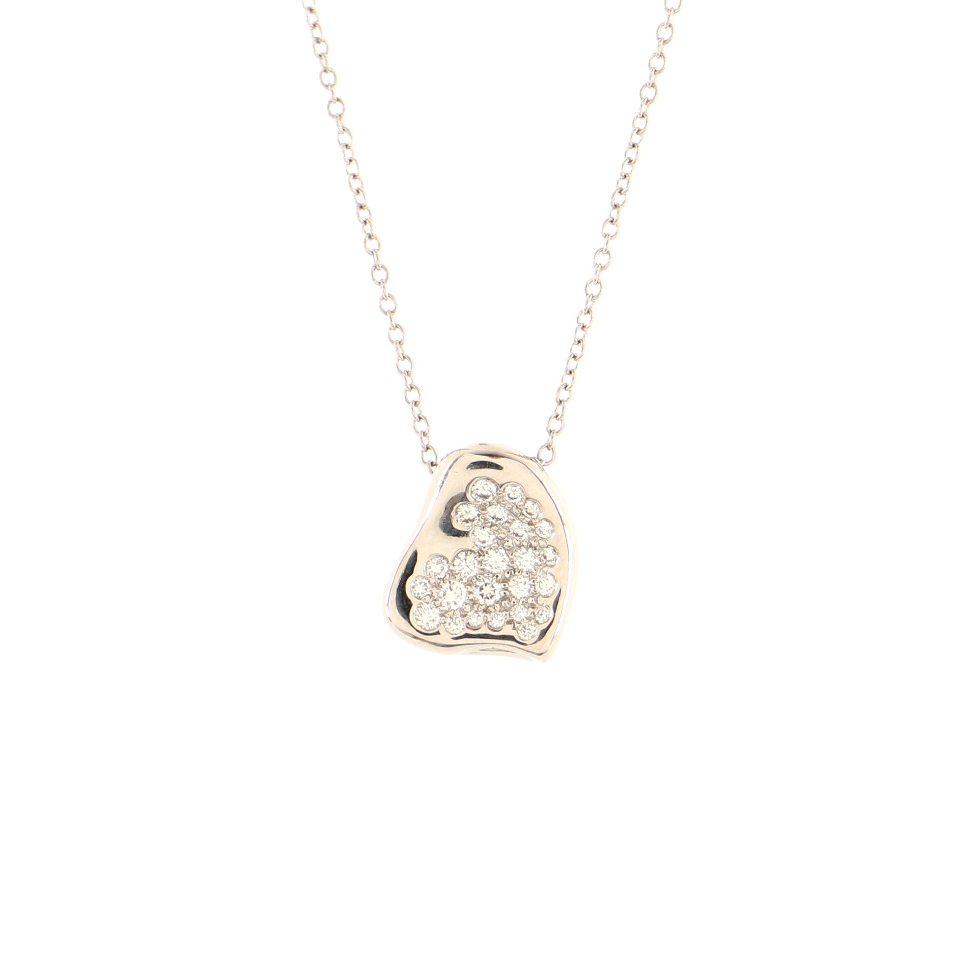 Elsa Peretti Heart Pendant Necklace Platinum with Diamonds