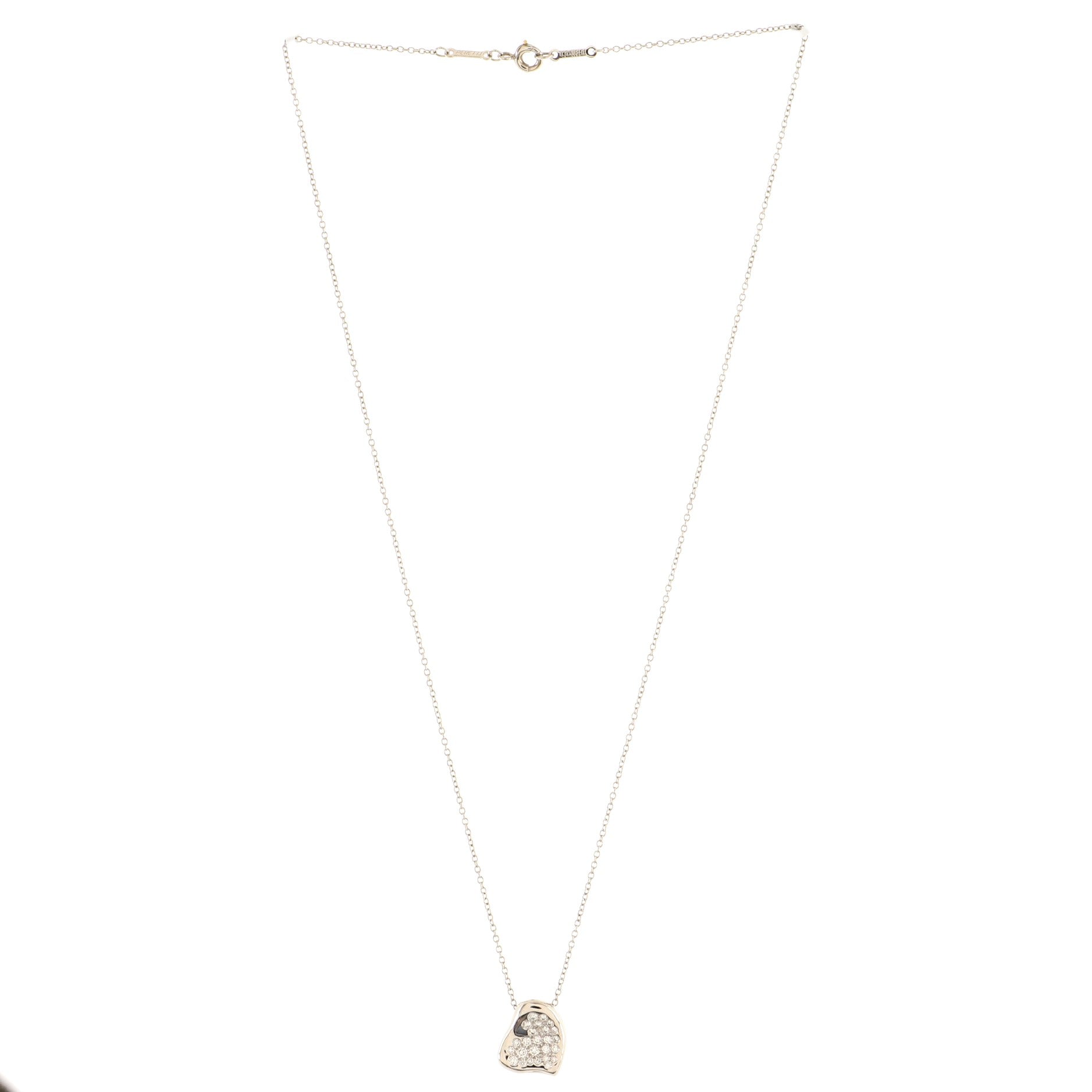 Elsa Peretti Heart Pendant Necklace Platinum with Diamonds