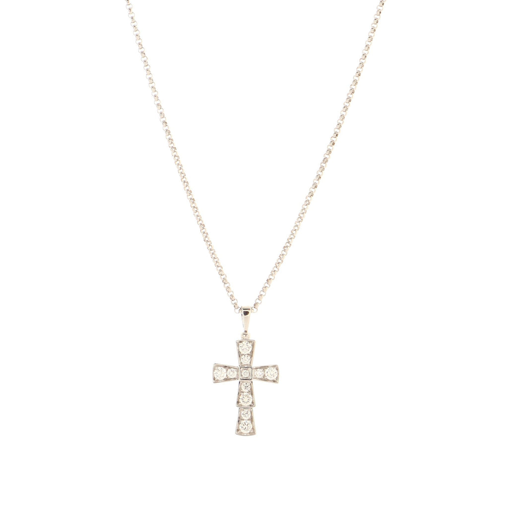 Serpenti Cross Necklace 18K White Gold and Diamonds