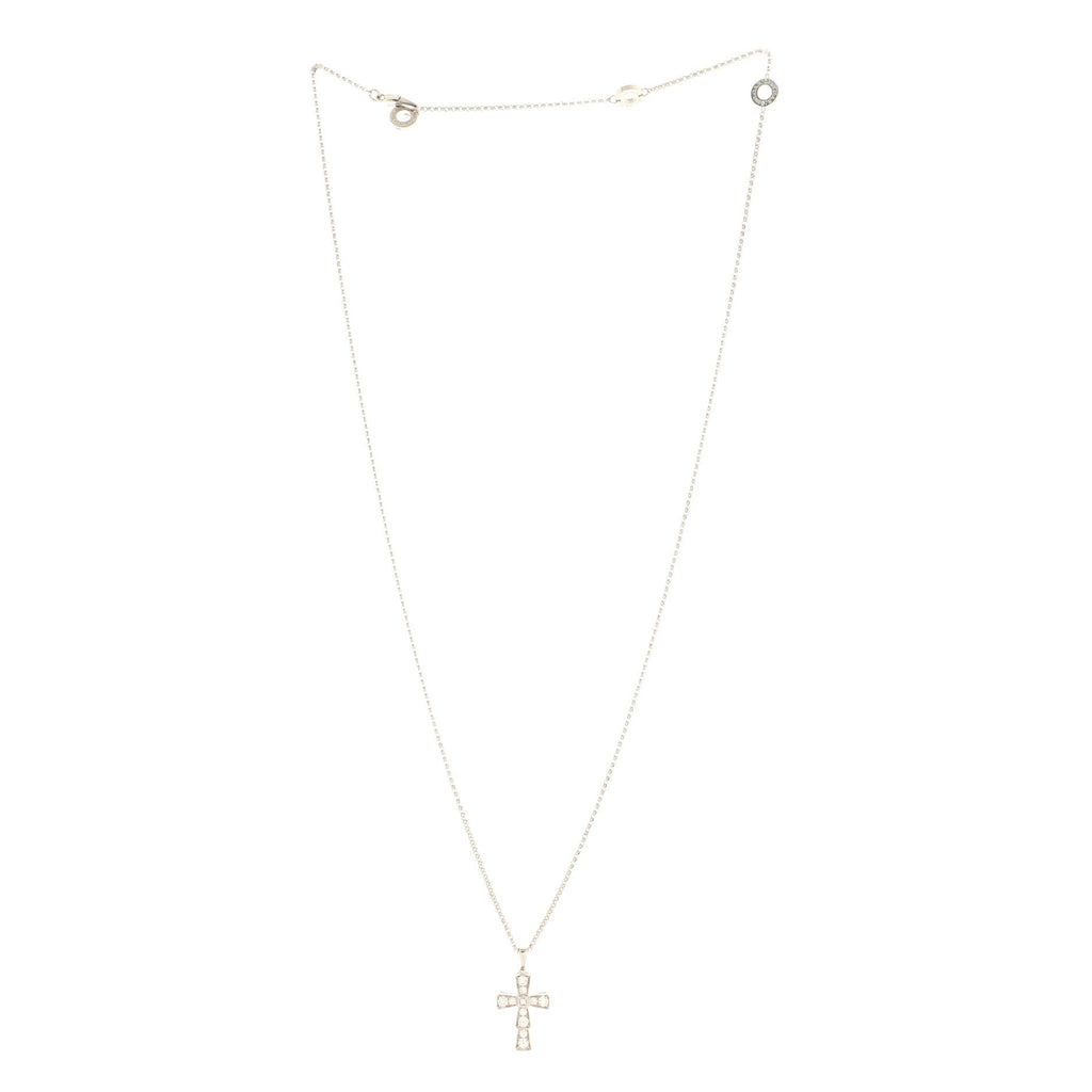 Serpenti Cross Necklace 18K White Gold and Diamonds