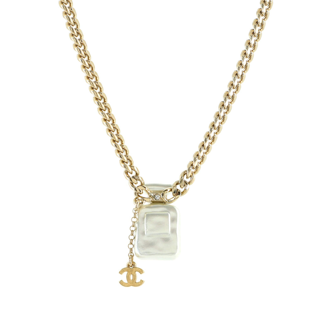 CC No.5 Perfume Bottle Pendant Short Necklace Metal with Resin and Crystals