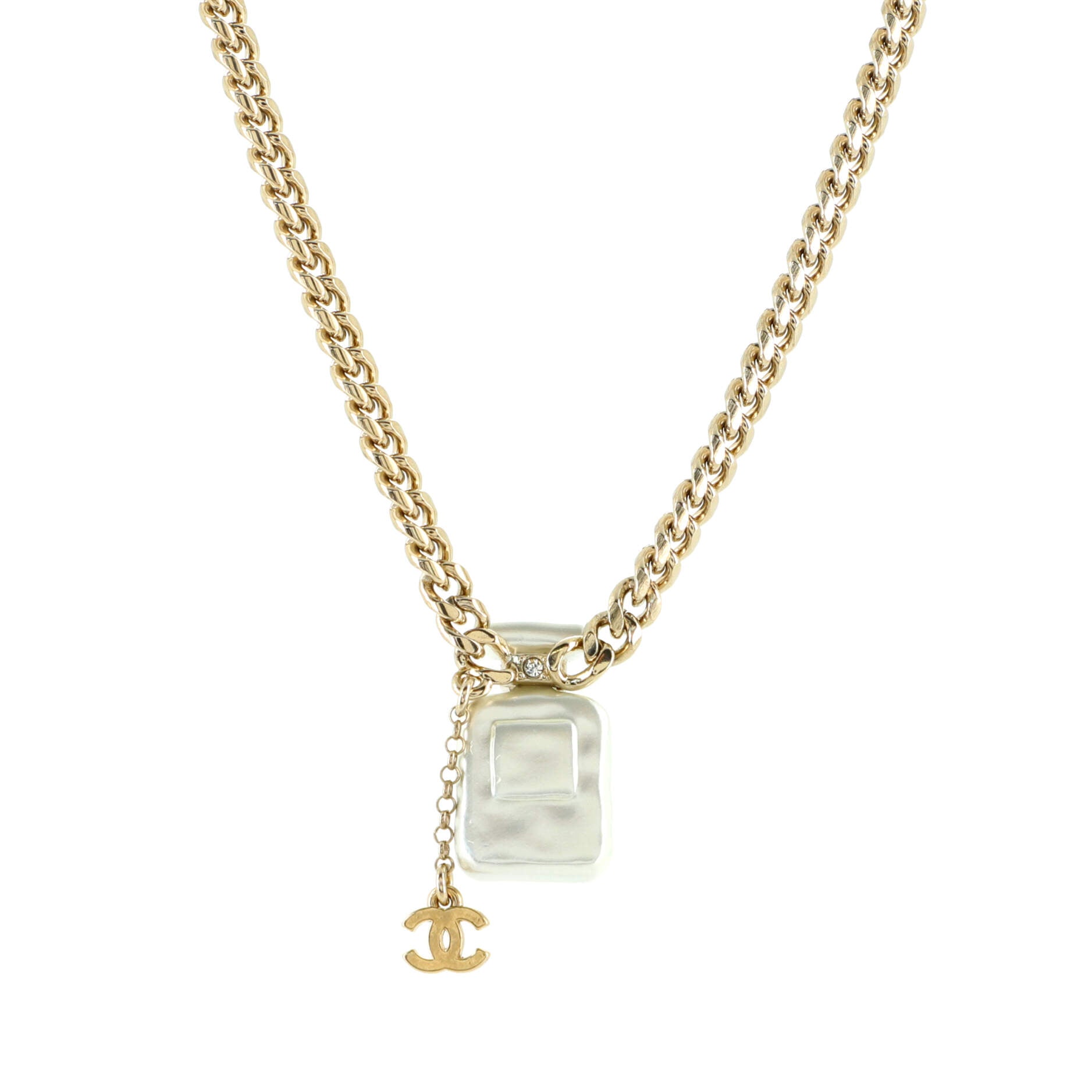 CC No.5 Perfume Bottle Pendant Short Necklace Metal with Resin and Crystals