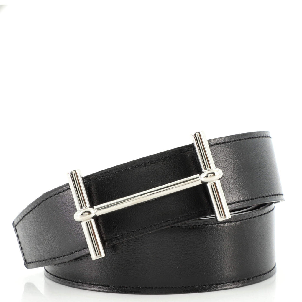 H D'Ancre Reversible Belt Metal and Leather Medium 95