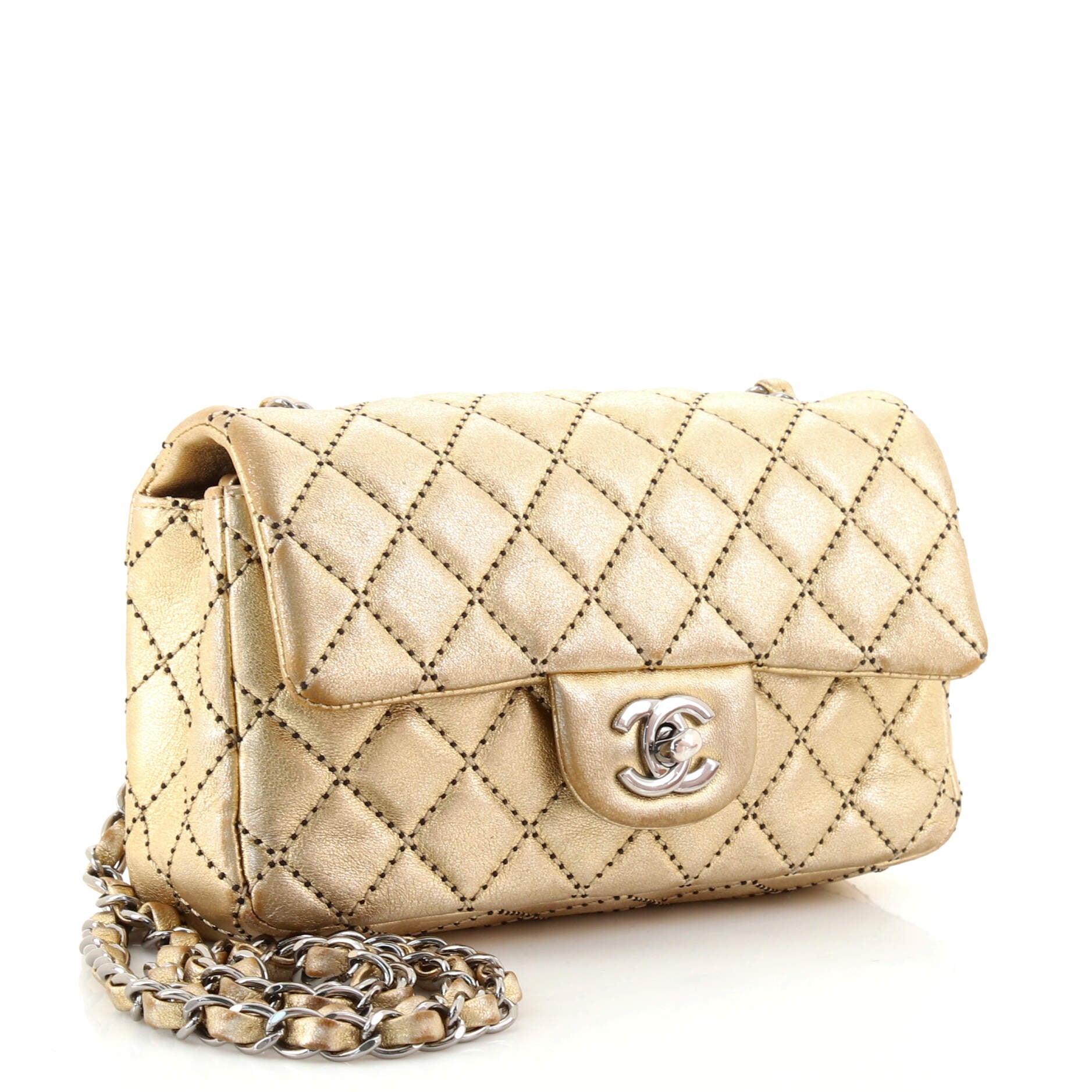 Classic Single Flap Bag Quilted Metallic Lambskin Mini