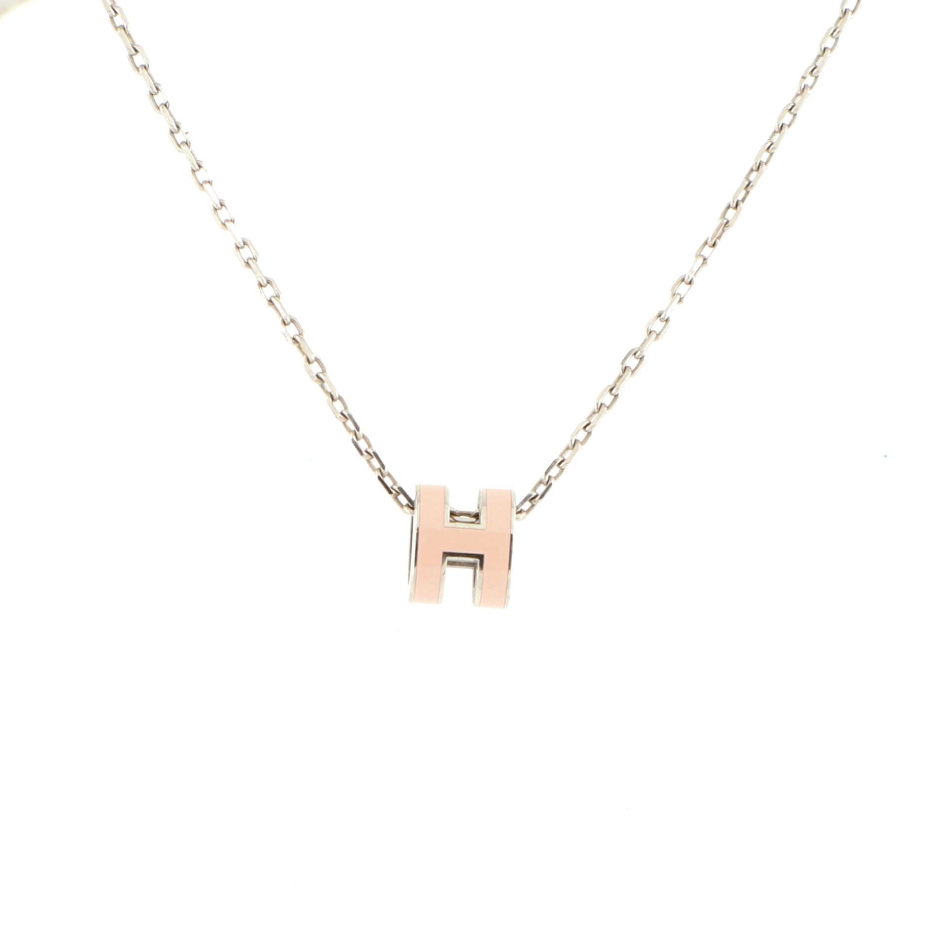 Pop H Pendant Chain Necklace Metal and Enamel Mini